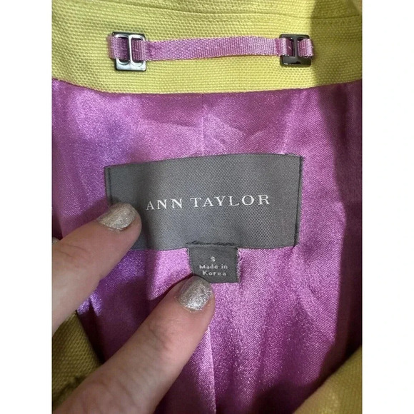 Ann Taylor 100% Cotton Green Peacoat Size S Cowl Neck Button Front - Picture 6 of 8